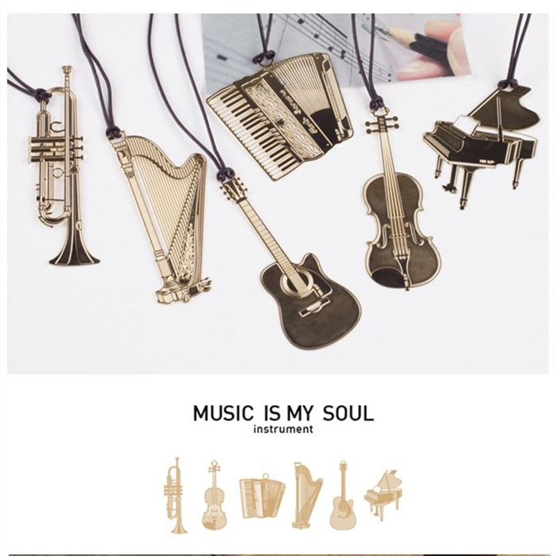 Musical Instrument Book - 6 قطعة الموسيقى المعادن المرجعية الذهب